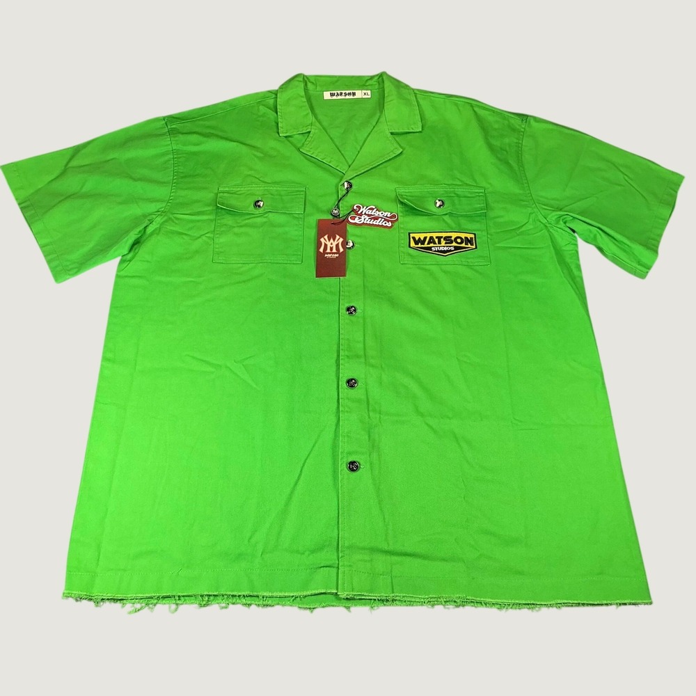 Watson Studios Alien Graphic Raw Hem Work Shirt XL Green NWT $110